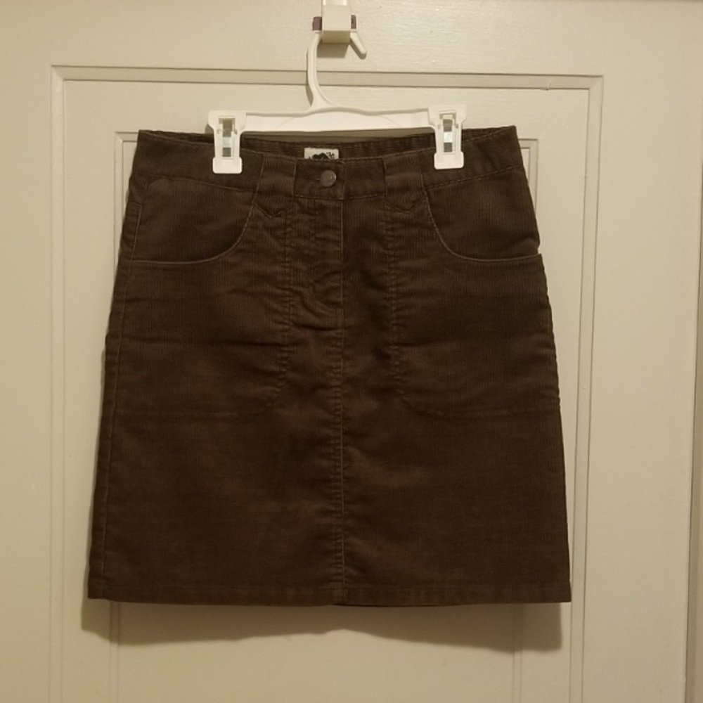 Brown Corduroy Roots Mini Skirt